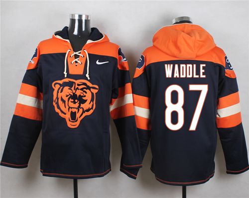 Nike Bears #87 Tom Waddle Navy Blue Player Pullover NFL Hoodie - Click Image to Close
